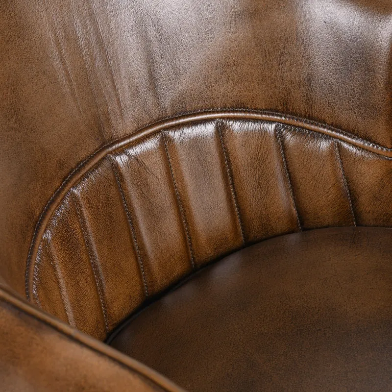 Chaise accoudoir Nina en cuir marron