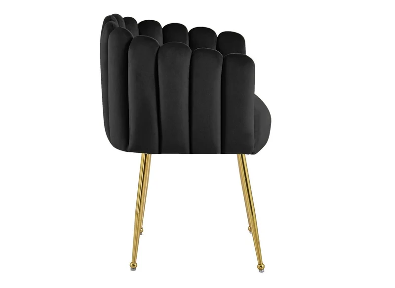 Chaise en velours noir pieds en métal doré HAYDEN