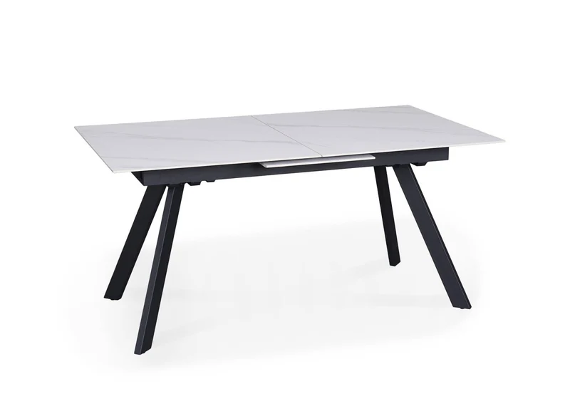 Table à manger rectangulaire extensible en céramique blanche ELYNE