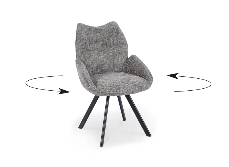 Chaise pivotante avec accoudoirs en tissu gris TALIA