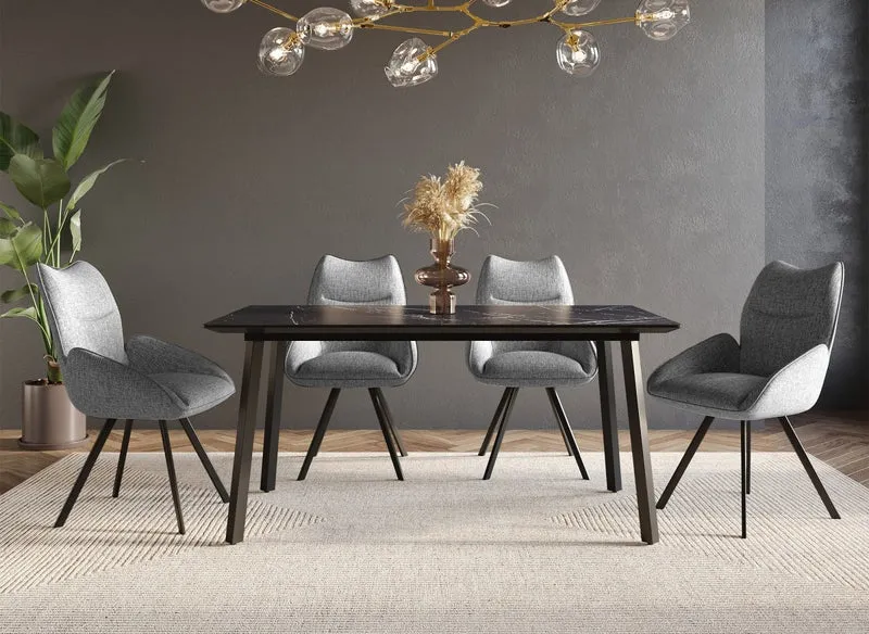 Chaise pivotante avec accoudoirs en tissu gris TALIA
