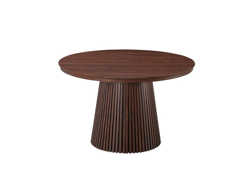 Table à manger ronde extensible en bois foncé 120-200cm HEKA