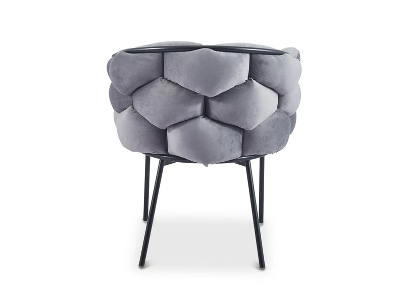 Lot de 2 chaises en velours gris pieds en métal noir CHARLOTTE