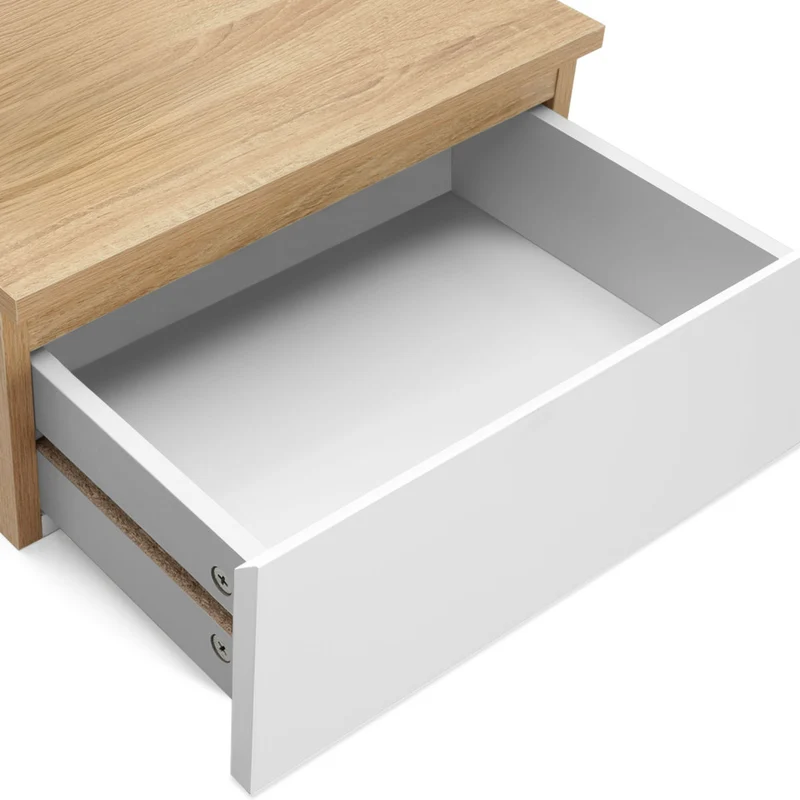 Tables de chevet suspendues Tom 1 tiroir bois et blanc - lot de 2