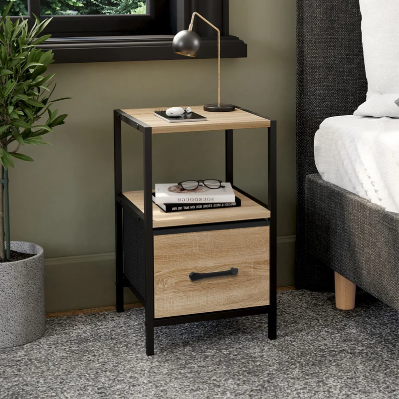 Tables de chevet Iris avec 1 tiroir et 1 niche - lot de 2