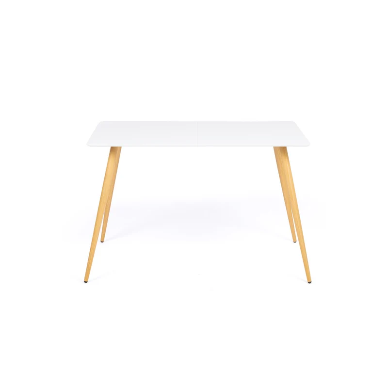 Table repas Sally 120cm plateau blanc et pieds effet bois