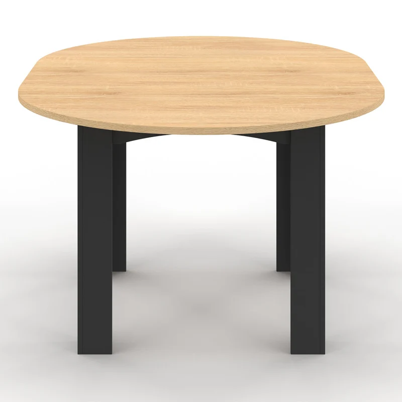 Table repas Dina plateau extensible 110-150cm rond et pieds noirs