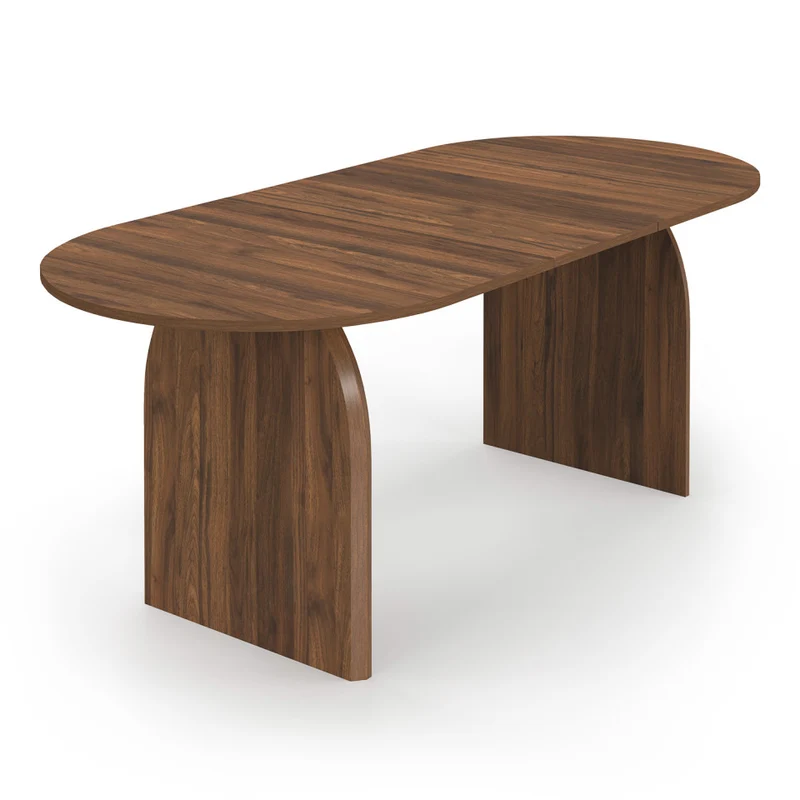 Table repas Japandi plateau extensible 160-200cm effet bois noyer