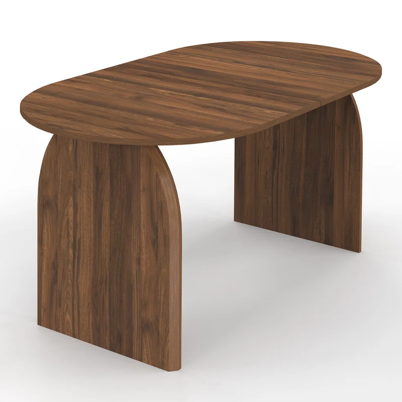 Table repas Japandi plateau extensible 160-200cm effet bois noyer
