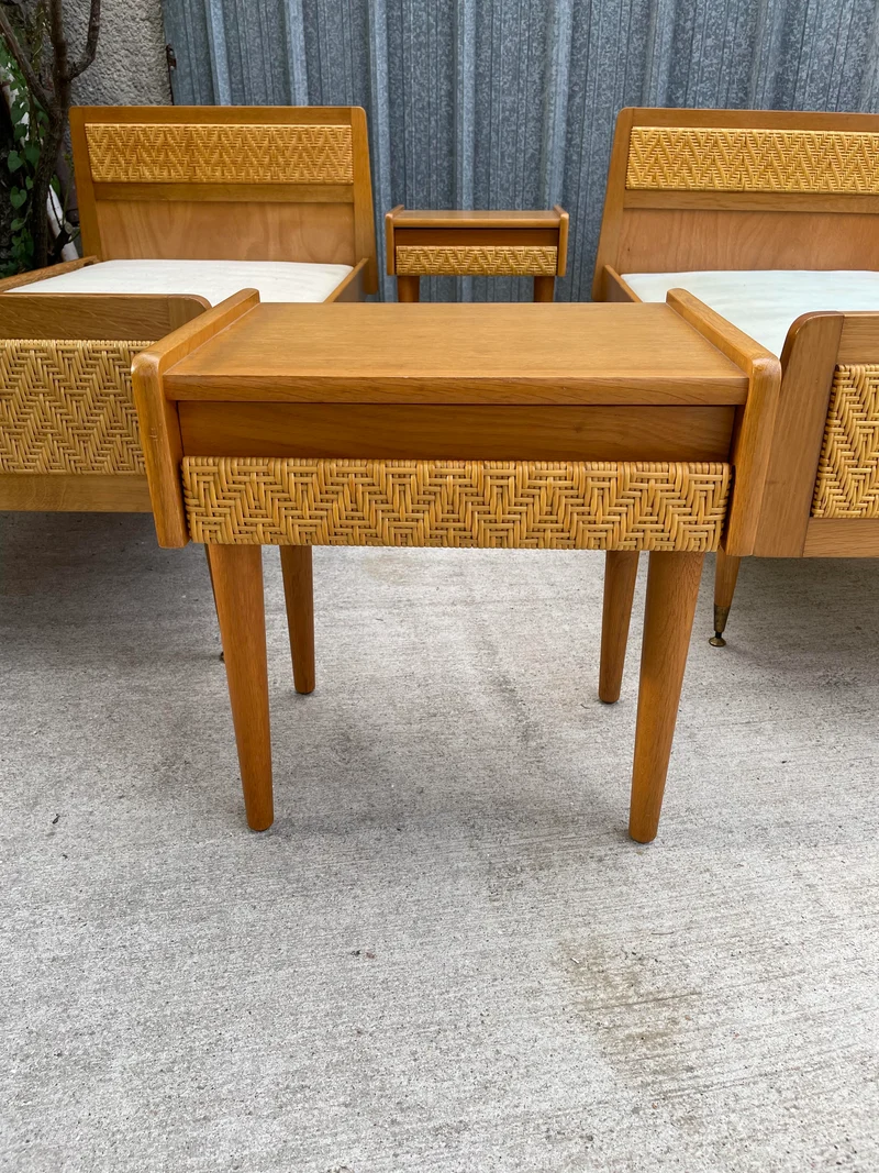 Ensemble lits et chevet années 70