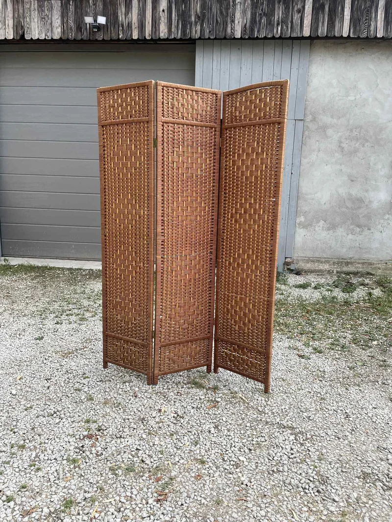 Paravent vintage en rotin