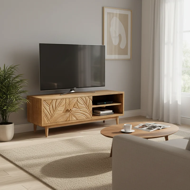Meuble TV 2 portes 2 niches | Manguier Floria II