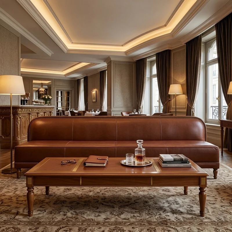 Canapé cuir - Cognac