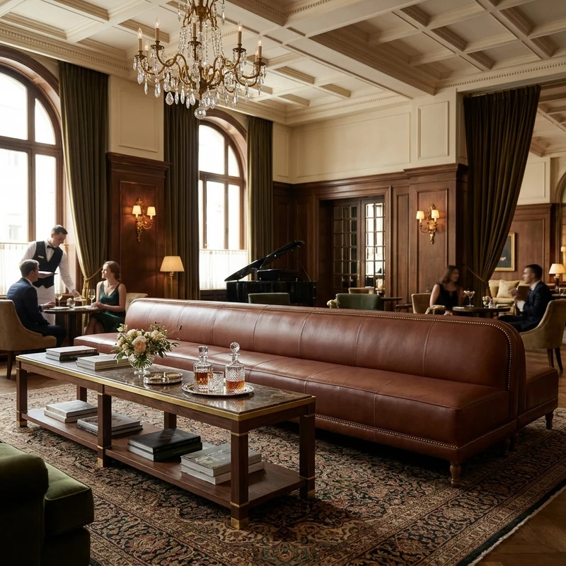Canapé grande cuir - Cognac