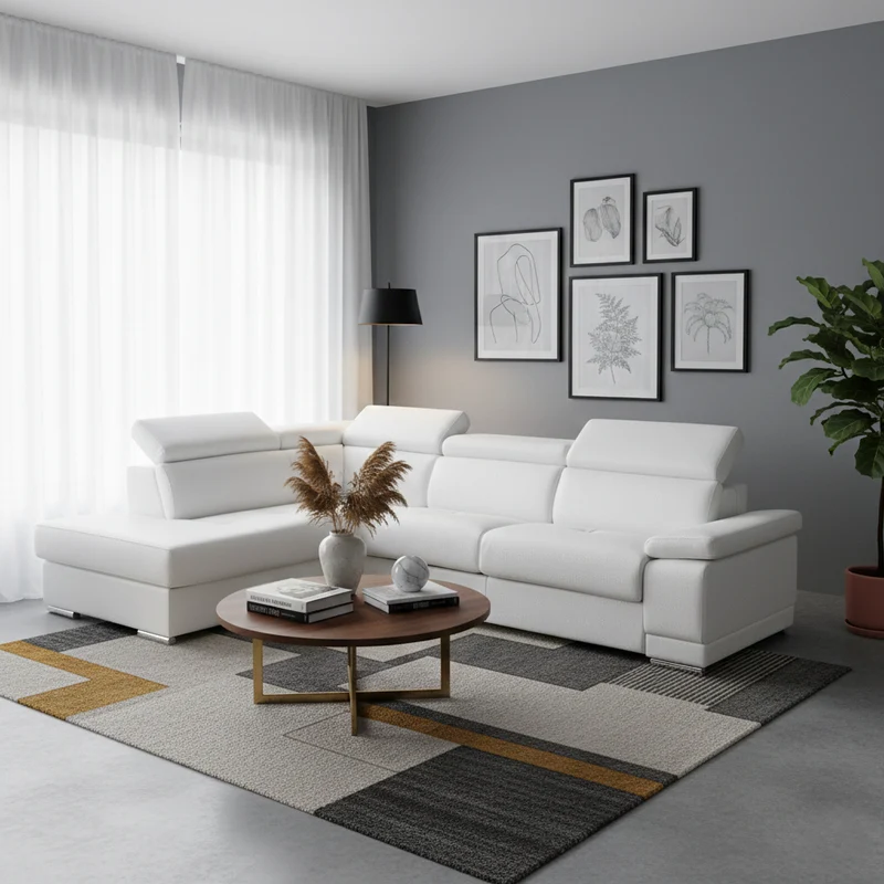Canapé cuir 3 places grande+angle | Marlin