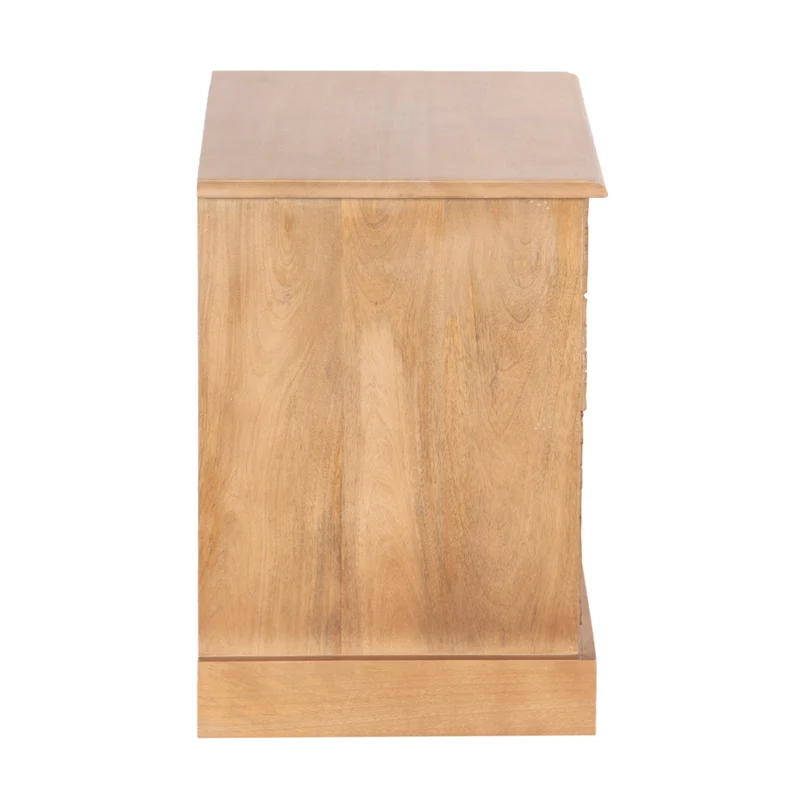 Chevet sculptée 2 tiroirs en bois massif manguier - Avrona