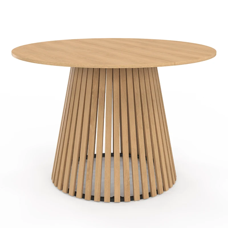 Table repas Camélia plateau rond 110cm et pieds lattes