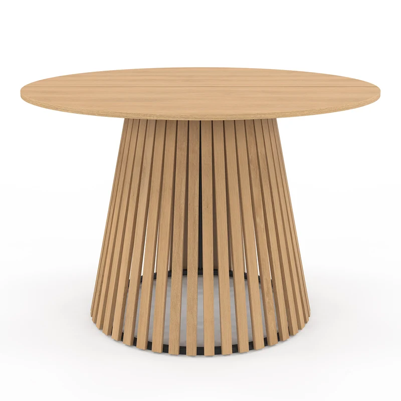 Table repas Camélia plateau rond 110cm et pieds lattes