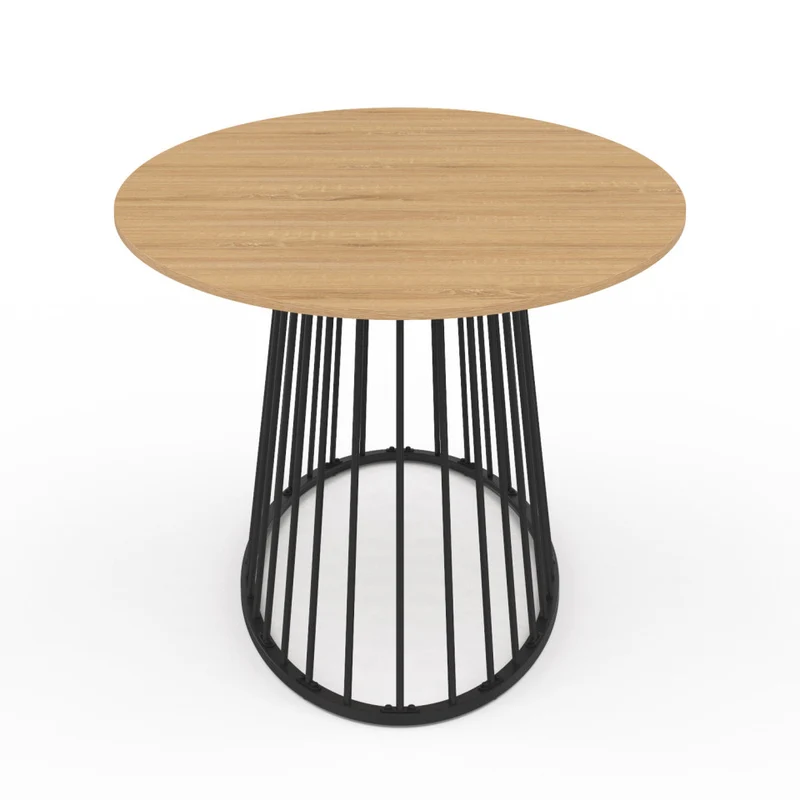 Table repas Adelle plateau ovale bois 200cm et pied filaire noir