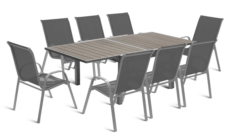 Table de jardin extensible en polywood 135-270cm gris anthracite
