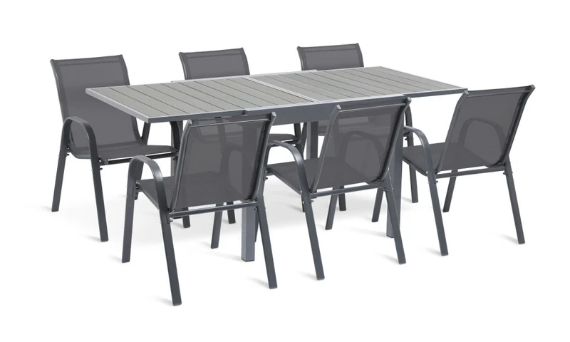 Table de jardin extensible en polywood 135-270cm gris anthracite