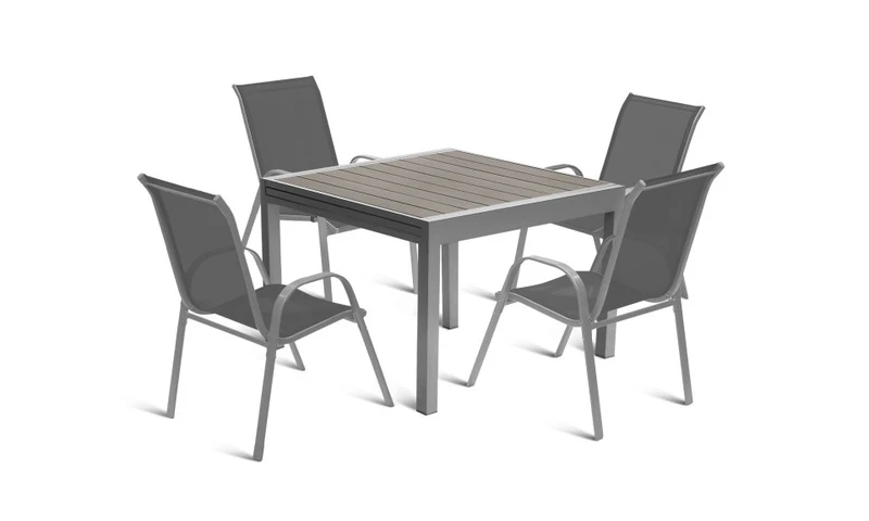 Table de jardin extensible en polywood 135-270cm gris anthracite