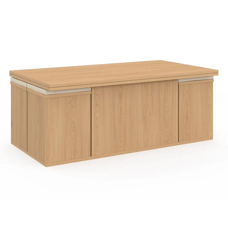 Table basse Tania 2 en 1 avec plateau dépliant et 4 assises