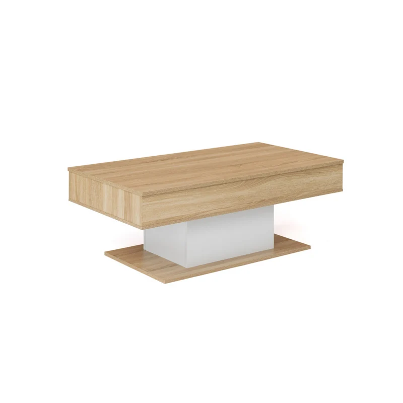 Table basse Tania avec plateau relevable bois et pieds blanc L110cm