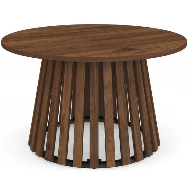 Table basse ronde Camélia effet noyer Ø70cm