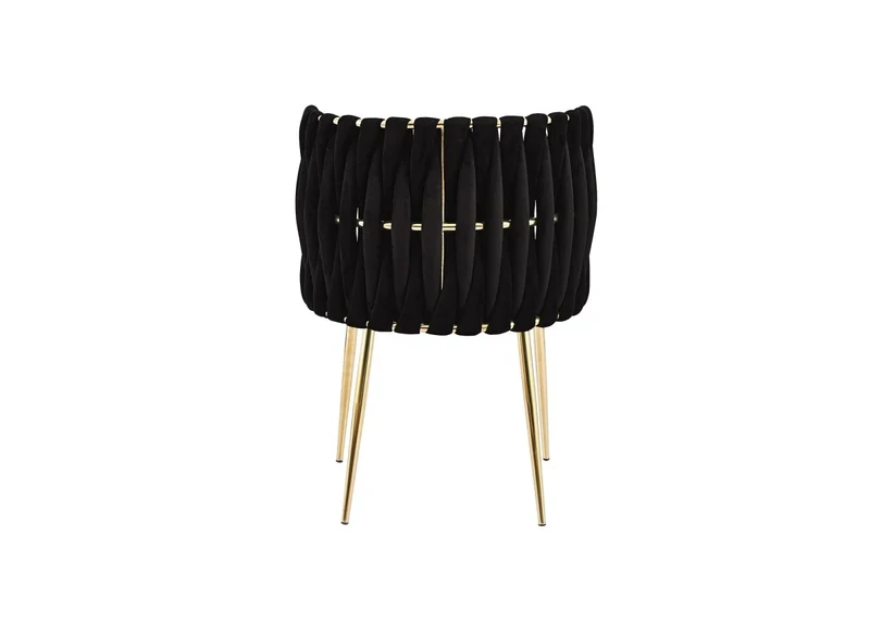 Lot de 2 chaises en velours noir pieds en métal doré POLO