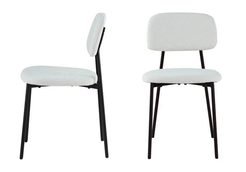 Chaise salle à manger tissu beige pieds noirs - Vika x4