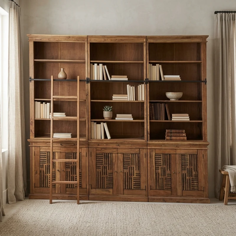 Bibliothèque échelle H235 en acacia massif - Pleiade IV