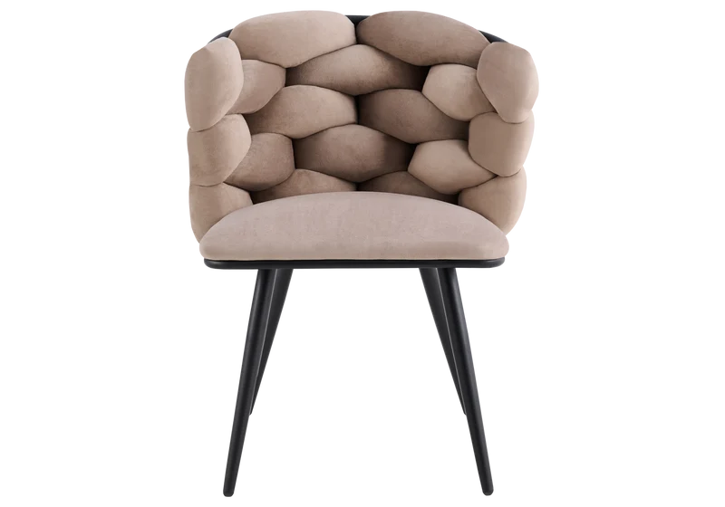 Chaise de table velours taupe pieds noirs - Cloud x2