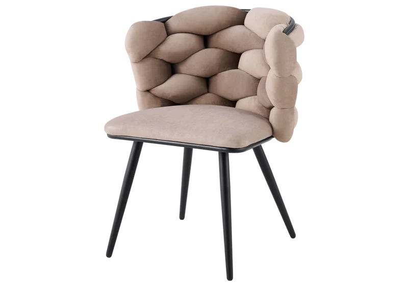 Chaise de table velours taupe pieds noirs - Cloud x2
