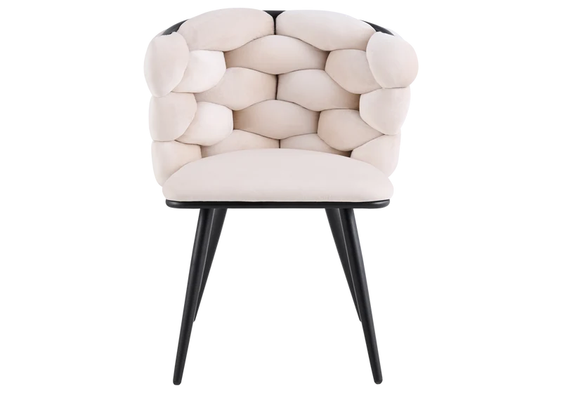 Chaise de table velours beige pieds noirs - Cloud x2