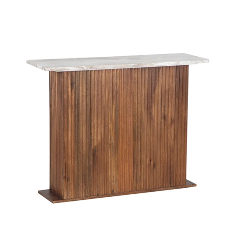 Console en bois massif manguier et plateau marbre - Kfir