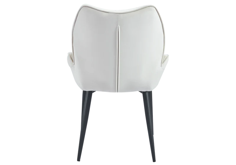 Fauteuil de table velours beige pieds noirs - Lyon x2
