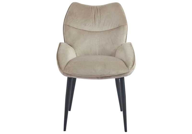 Fauteuil de table velours taupe pieds noirs - Lyon x2