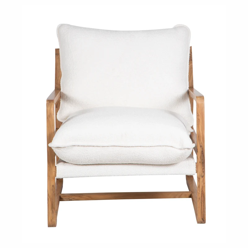 Fauteuil tissu bouclette blanc | Lucca