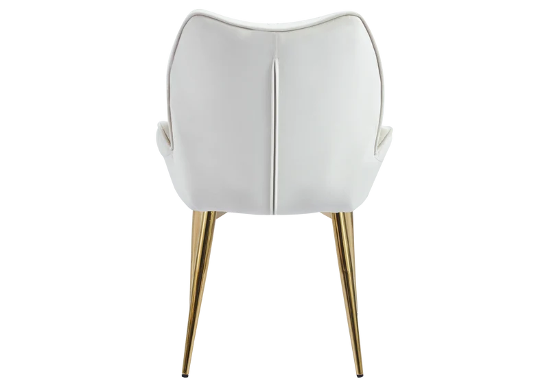 Fauteuil de table velours beige pieds dorés - Lyon x2