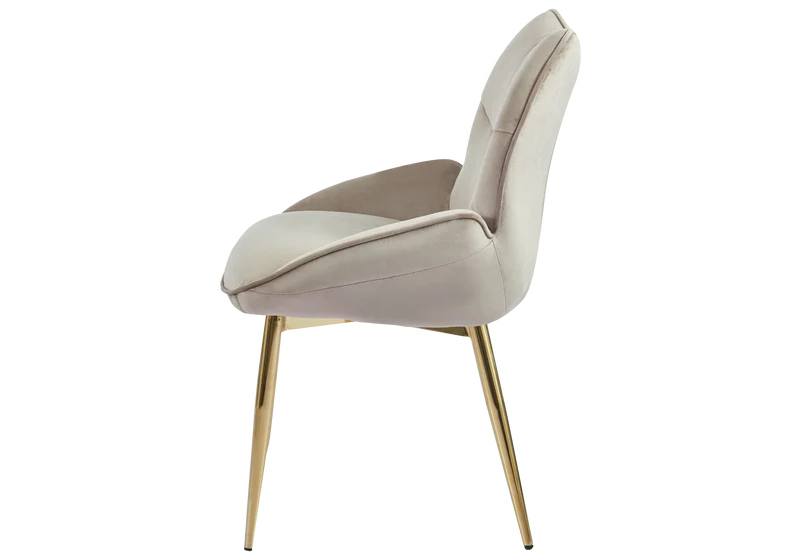 Fauteuil de table velours taupe pieds dorés - Lyon x2