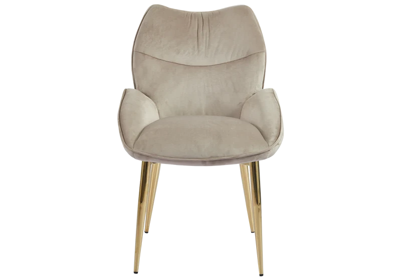 Fauteuil de table velours taupe pieds dorés - Lyon x2