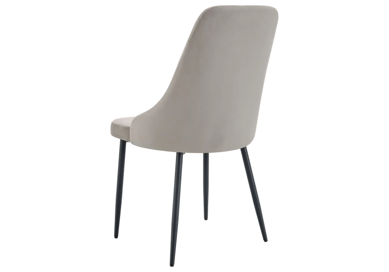 Chaise de table velours taupe pieds noirs - Sena x4