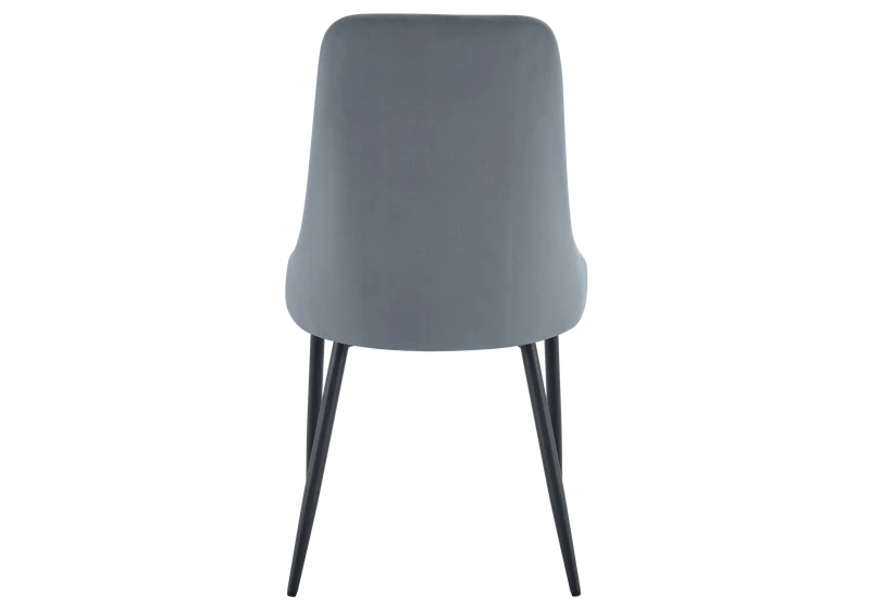 Chaise de table velours gris pieds noirs - Sena x4