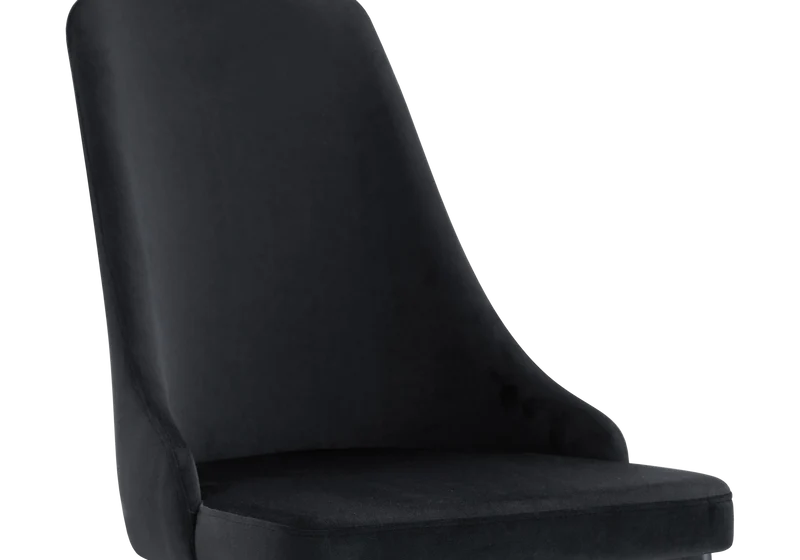 Chaise de table velours noir pieds noirs - Sena x4