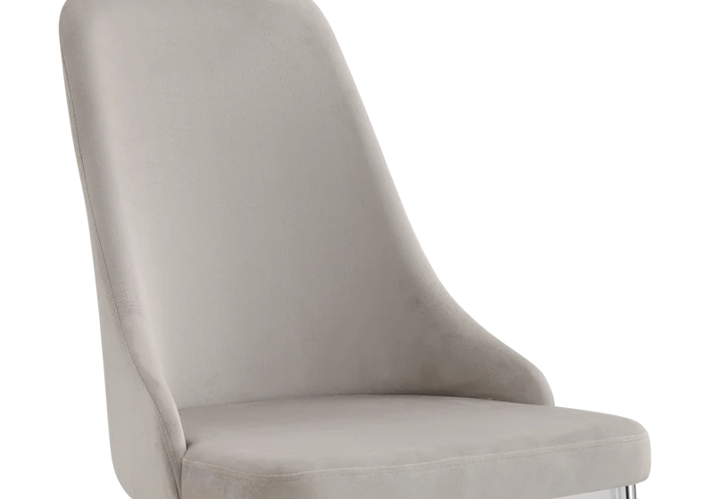 Chaise de table velours taupe pieds argentés - Sena x4