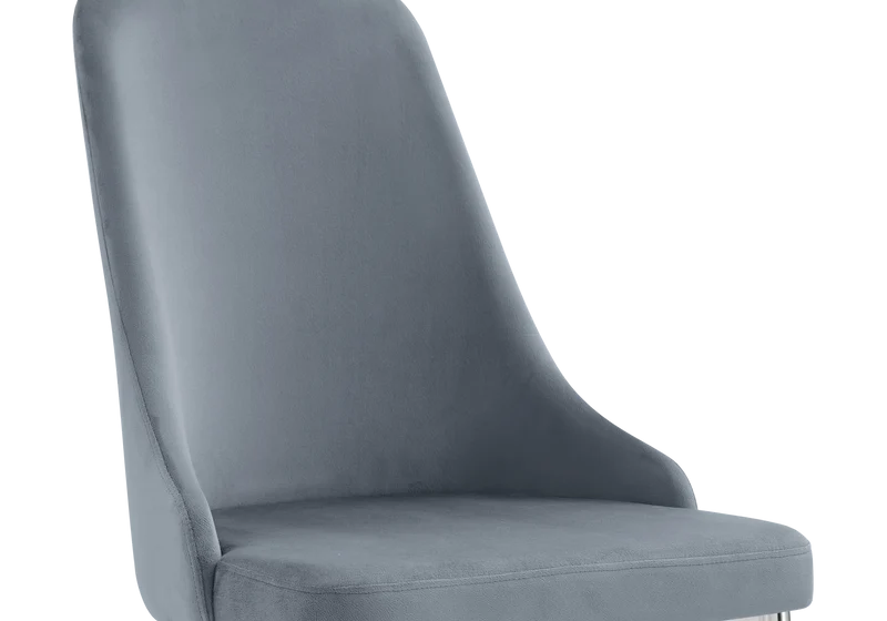 Chaise de table velours gris pieds argentés - Sena x4