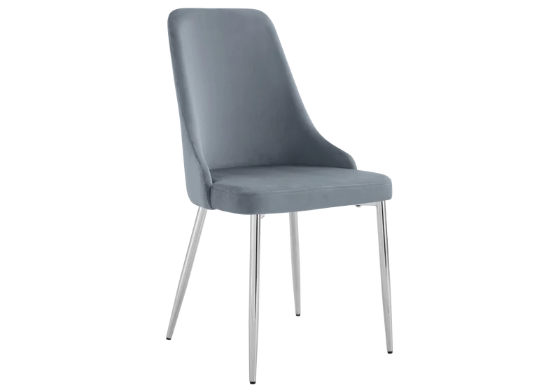 Chaise de table velours gris pieds argentés - Sena x4