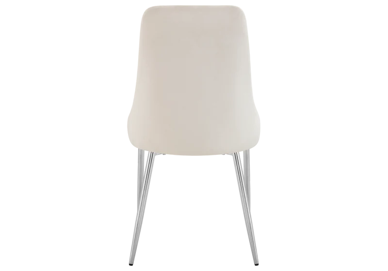 Chaise de table velours beige pieds argentés - Sena x4