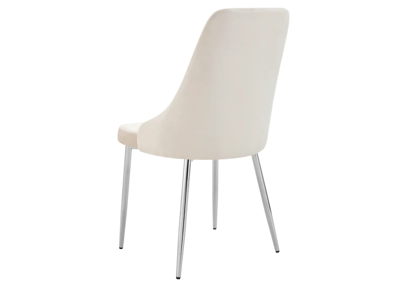 Chaise de table velours beige pieds argentés - Sena x4